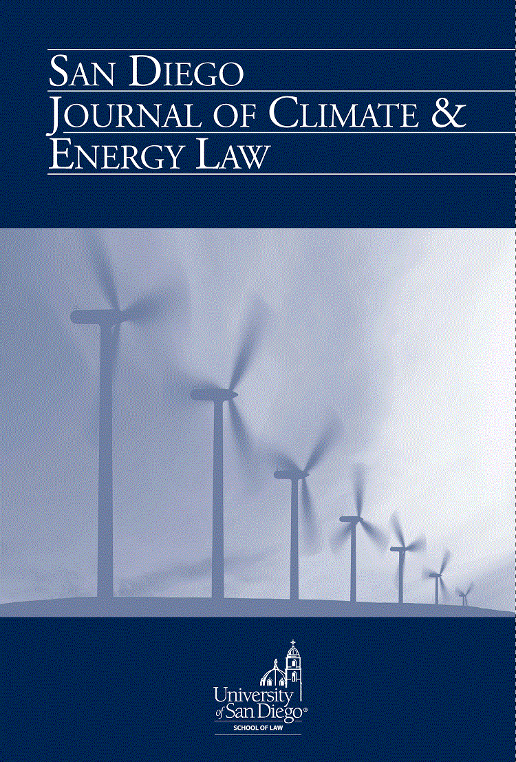 Journal cover with the title San Diego Journal of Climate & Energy Law