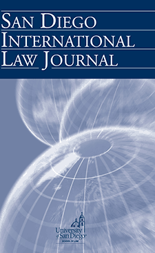 Journal cover with the title San Diego International Law Journal