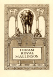 Bookplate of an elephant and two men