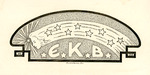 Bookplate of a unique shape with stars and initials