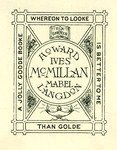 Bookplate with a simple design with flowers and an oil lamp