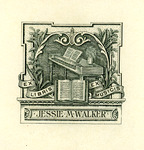 Bookplate of a piano with a sheet of music