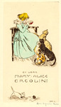 Bookplate of a girl with three cats