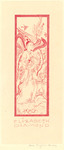 Bookplate of a winged figure holding a bottle