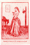 Bookplate of a woman reading