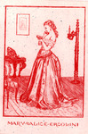 Bookplate of a woman reading