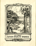 Bookplate of a nature scene with trees