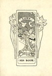 Bookplate of big tree framed with one flower on each side