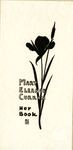 Bookplate of a single blacked out flower
