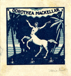 Bookplate of a centaur on an island