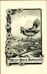 Bookplate of a cardinal standing on a branch
