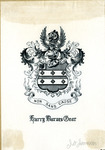 Bookplate of a crest with a tiger head and wings