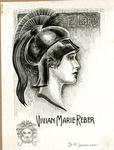 Bookplate of a Greek soldiers head