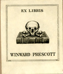 Bookplate of a skull on a book