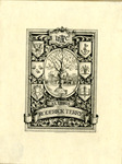 Bookplate of a tree surrounded by little images