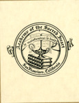 Bookplate of an oil lamp on a stack of books