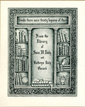 Bookplate of books on shelves