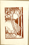 Bookplate of trees by the lake