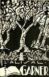 Bookplate of a white tree with a black background