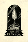 Bookplate of a tree and shooting stars in the sky