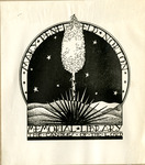 Bookplate of a tree and stars in the sky