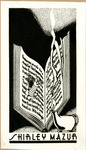Bookplate of a bookworm coming out of an open book