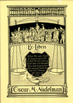 Bookplate of a Justice Scale and an image of a knight on a horse surrounded by a crowd