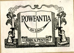 Bookplate of an open book and one candle on each side, being held by rats