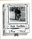 Bookplate of a book cover with a picture of a young girl next to a donkey