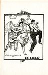 Bookplate of two dancers and a musician