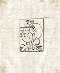 Bookplate of a woman standing on water with a chalice