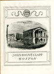 Bookplate of a town's street and a comedy theater mask
