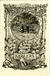 Bookplate of a log cabin in the forest