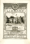 Bookplate of John Hays Gardiner memorial to the Harvard College Library