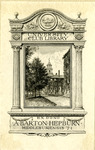 Bookplate belonging to A. Barton Hepburn with a picture of the University Club Library