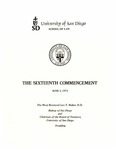 16th University of San Diego School of Law Commencement Program, 1973 by University of San Diego School of Law