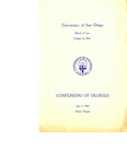 3rd University of San Diego College for Men and School of Law Commencement Program, 1960