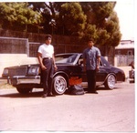 Avenues Car Club: Photograph of Tomas Madueno and Richard Zepeda with a 1978 Regal on Highland Avenue in East San Diego
