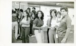 Classics Car Club: Photograph of Bertha Anda, Laura Anda, Aurora Carrillo, Jacob Carrillo, and Ernie Carrillo at a San Diego Lowrider Club Council event, 1988