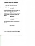 Feedback Form for 'Everything Comes From the Streets'