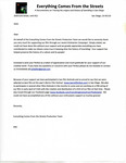 Everything Comes From the Streets: Crowdfunding Thank You Letter
