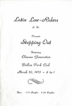 Latin Lowriders Car Club: Invitation (cover) to a dance ("Stepping Out") hosted by the Latin Lowriders