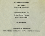 New Wave Car Club: Invitation to a dance ("Bumping in '75") hosted by the car club