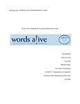 Words Alive Standards for Excellence Performance Audit by Brian Becker, Jason Jarvinen, Lina Park, and Melinda Wilkes